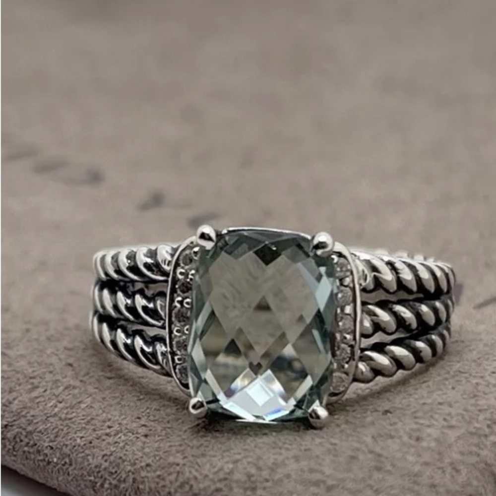 David Yurman Prasiolite Wheaton Petite Elegant Ring Size 7- 7.25